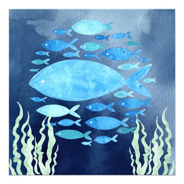 Foto Pescado En La Impresión De Lienzo Estirado En El M (Frente)