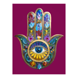 Foto Pétalos Coloridos Hojas Hamsa Zafiro Tercer Ojo