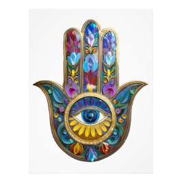 Foto Pétalos Coloridos Hojas Hamsa Zafiro Tercer Ojo