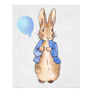 Foto Peter the Rabbit sosteniendo lino gris globo azul