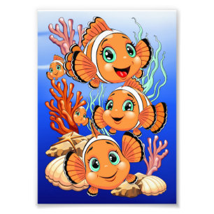 Foto Pez payaso Dibujo animado lindo Familia Bajo el ag