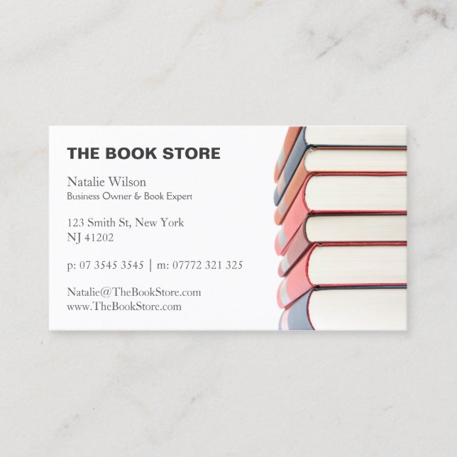 Foto, Pila de Libros - Tienda de Libros - Tarjeta  (Anverso)