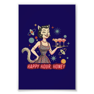 Foto Pin-Up Retro Gato Atómico "Hora Feliz, Cariño" M