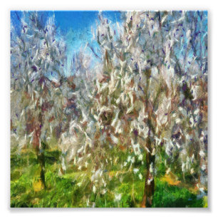 Foto Pintado de arte de puntillismo de almendras