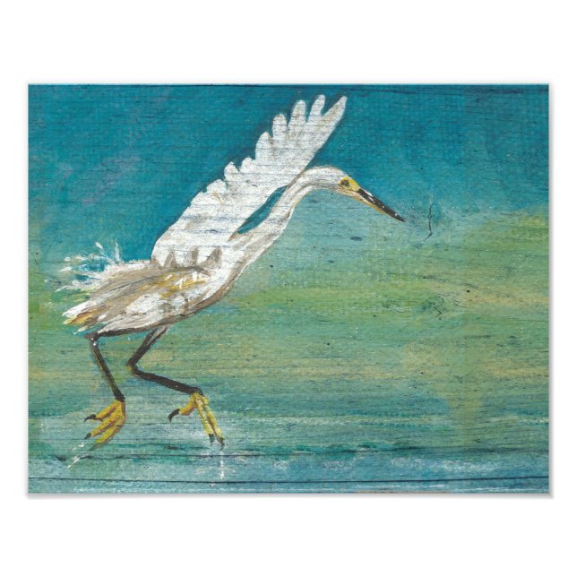 Foto Pintado del Lago Egret Coastal Bird Ocean (Frente)