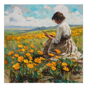 Foto Pintor en la pradera