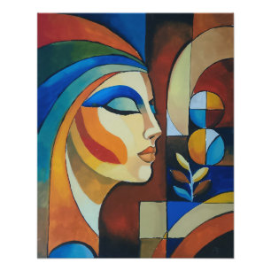 Foto Pintura abstracta cubista retrato de mujer moderna