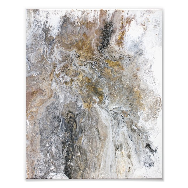 Foto Pintura abstracta de arte blanco de oro negro gris (Frente)