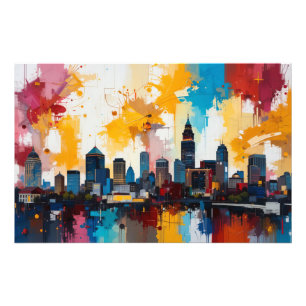 Foto pintura abstracta del horizonte de la ciudad de At