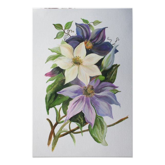 Foto Pintura acrílica de Lilac Clematis Vine (Frente)