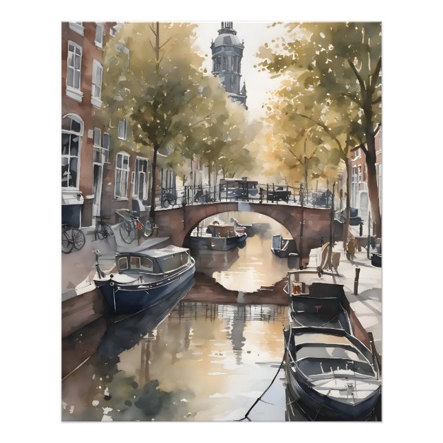 Foto pintura acuarela de Amsterdam (Frente)