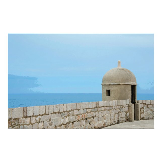 Foto Pintura acuarela del muro de la ciudad de Dubrovni (Frente)