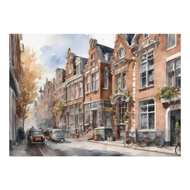 Foto pintura al acuarela de Ámsterdam (Frente)