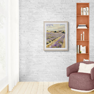 Foto Pintura al Acuarela de Campo de Lavanda