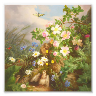 Foto Pintura al óleo de flores silvestres vintage y páj
