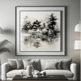 Foto Pintura con tinta de la casa asiática