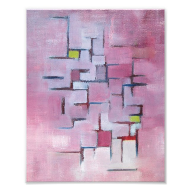 Foto Pintura de aceite de arte original geométrico abst (Frente)