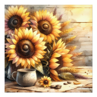 Foto Pintura de acuarela de girasoles