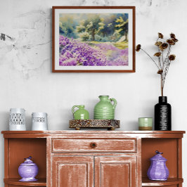 Foto Pintura de Campo de Lavanda al Acuarela