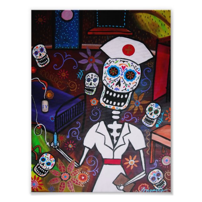 Foto Pintura de enfermeras de Dia de los Muertos (Frente)