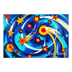 Foto Pintura de galaxia azul turquesa abstracta Espacio