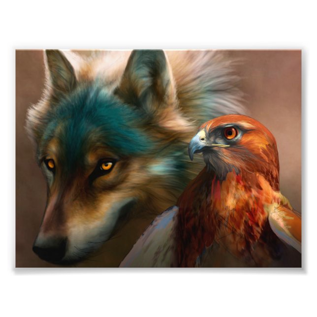 Foto Pintura de lobo y águila (Frente)