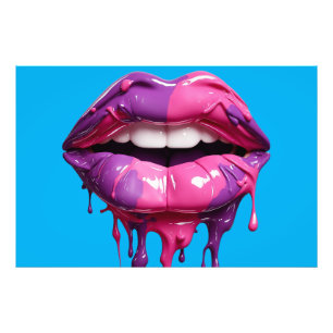 Foto Pintura de los labios rosados y púrpura