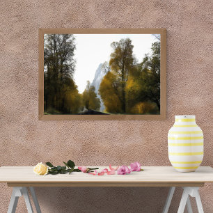 Foto Pintura de paisaje de bosque otoñal vibrante