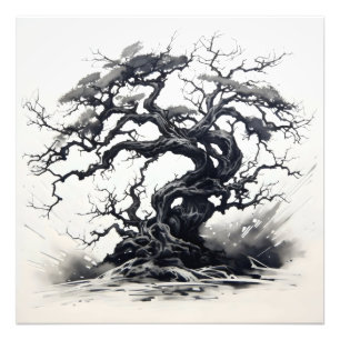 Foto Pintura de tinta abstracta de árbol negro