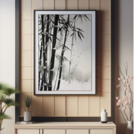 Foto Pintura de tinta de bosque de bambú