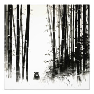 Foto Pintura de tinta de bosque de bambú negro