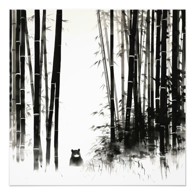 Foto Pintura de tinta de bosque de bambú negro (Frente)