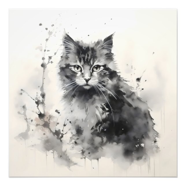 Foto Pintura de tinta de gatito (Frente)