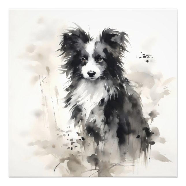 Foto Pintura de tinta de perro con pipa (Frente)