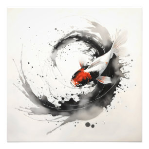 Foto Pintura de tinta de pescado de Koi