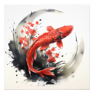 Foto Pintura de tinta de pez rojo