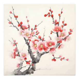 Foto Pintura de tinta de rama de flor de bloomin