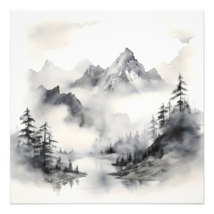 Foto Pintura de tinta de río paisajista