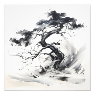 Foto Pintura de tinta del árbol abstracto