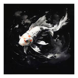 Foto Pintura de tinta negra para peces Koi