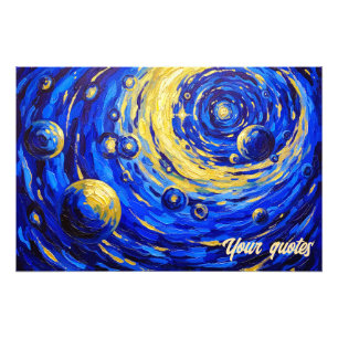 Foto Pintura de vórtice de galaxia celestial azul dorad