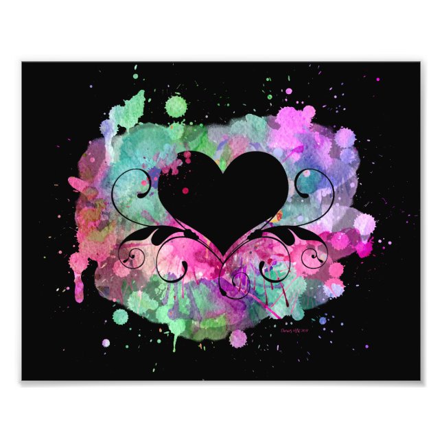 Foto Pintura digital acuarela | Corazones (Frente)