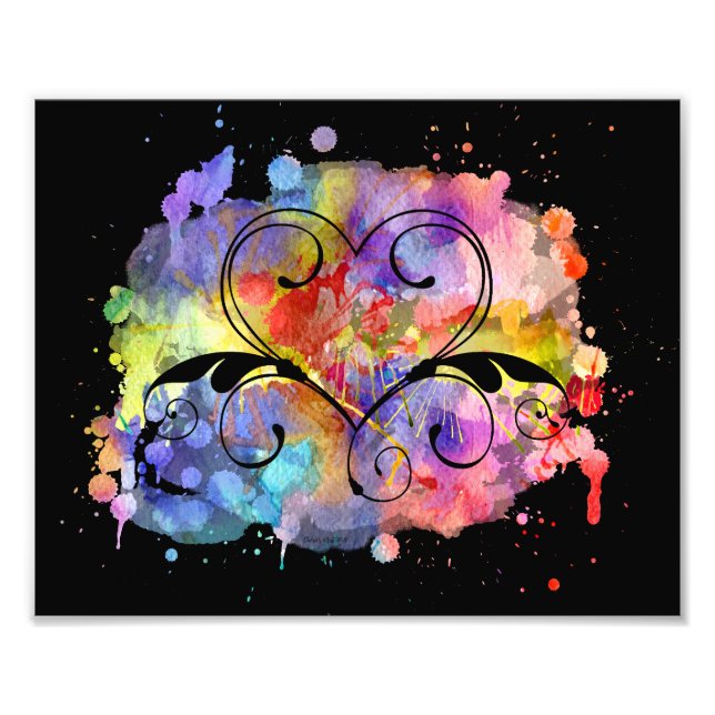 Foto Pintura digital acuarela | Corazones (Frente)