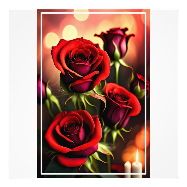 Foto Pintura digital de flores de rosa roja-58567 (Frente)