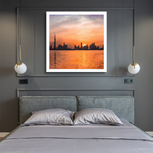 Foto Pintura en Acuarela del Atardecer en el Horizonte