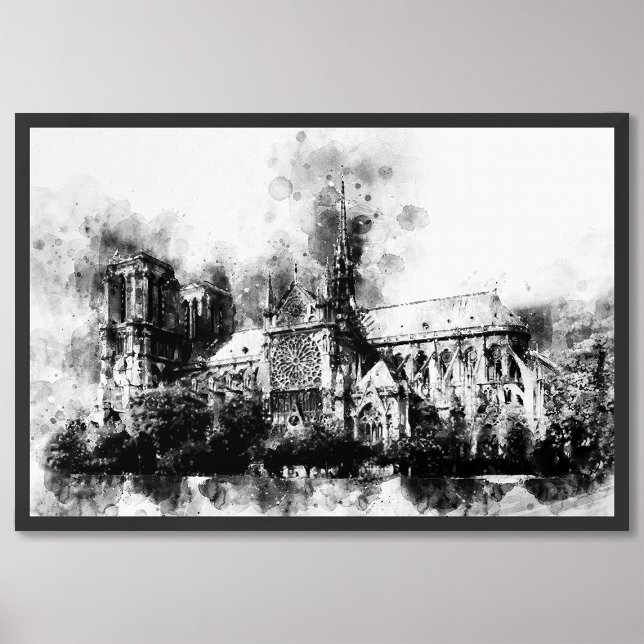 Foto Pintura en blanco y negro de la catedral de Notre  (Subido por el creador)