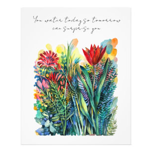 Foto Pintura floral de acuarela con cita