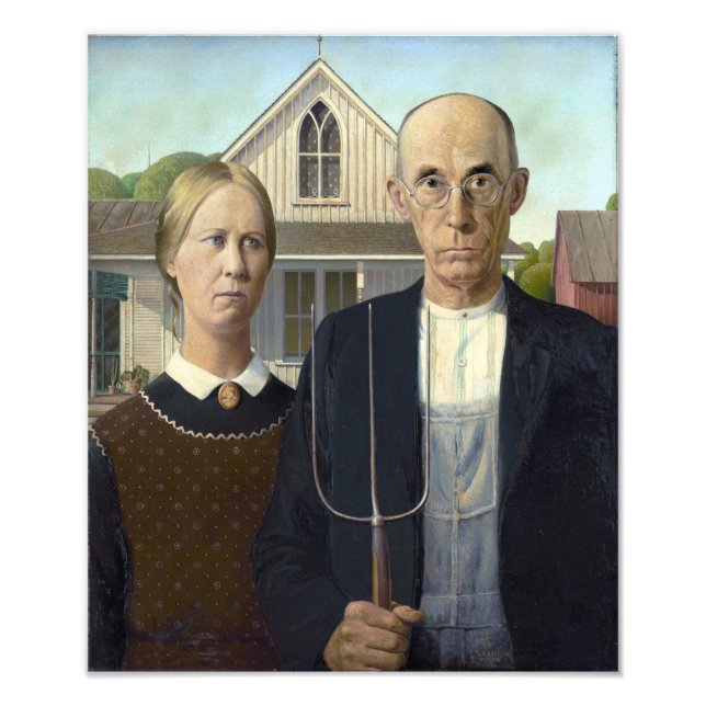 Foto Pintura gótica estadounidense de Grant Wood (Frente)
