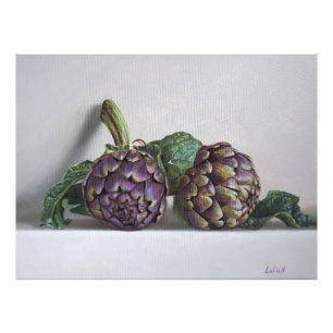 Foto Pintura Hiperrealista de Alcachofas Moradas