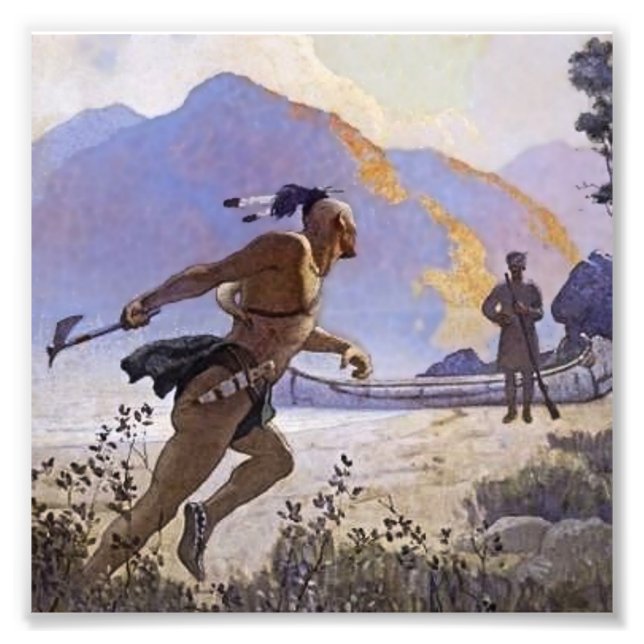 Foto Pintura occidental de N C Wyeth "El Tomahawk" (Frente)